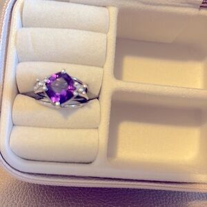 Elegant Purple Gemstone Silver Ring